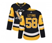 Women Adidas Pittsburgh Penguins #58 Kris Letang Black Home Authentic Stitched NHL Jersey