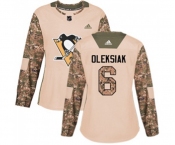 Women Adidas Pittsburgh Penguins #6 Jamie Oleksiak Authentic Camo Veterans Day Practice NHL Jersey