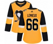 Women Adidas Pittsburgh Penguins #66 Mario Lemieux Authentic Gold Alternate NHL Jersey