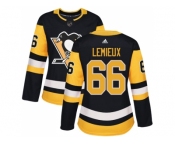 Women Adidas Pittsburgh Penguins #66 Mario Lemieux Black Home Authentic Stitched NHL Jersey