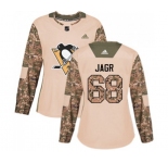 Women Adidas Pittsburgh Penguins #68 Jaromir Jagr Authentic Camo Veterans Day Practice NHL Jersey