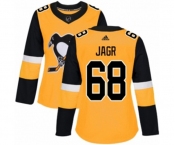 Women Adidas Pittsburgh Penguins #68 Jaromir Jagr Authentic Gold Alternate NHL Jersey