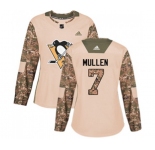 Women Adidas Pittsburgh Penguins #7 Joe Mullen Authentic Camo Veterans Day Practice NHL Jersey