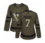 Women Adidas Pittsburgh Penguins #7 Matt Cullen Authentic Green Salute to Service NHL Jersey