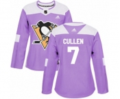 Women Adidas Pittsburgh Penguins #7 Matt Cullen Authentic Purple Fights Cancer Practice NHL Jersey