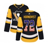 Women Adidas Pittsburgh Penguins #72 Patric Hornqvist Authentic Black USA Flag Fashion NHL Jersey