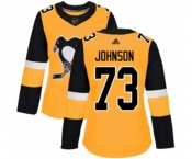 Women Adidas Pittsburgh Penguins #73 Jack Johnson Authentic Gold Alternate NHL Jersey