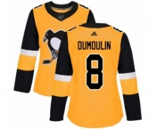 Women Adidas Pittsburgh Penguins #8 Brian Dumoulin Authentic Gold Alternate NHL Jersey