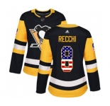 Women Adidas Pittsburgh Penguins #8 Mark Recchi Authentic Black USA Flag Fashion NHL Jersey