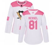 Women Adidas Pittsburgh Penguins #81 Phil Kessel Authentic White Pink Fashion NHL Jersey