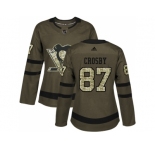 Women Adidas Pittsburgh Penguins #87 Sidney Crosby Green Salute to Service Stitched NHL Jersey