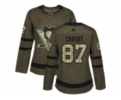Women Adidas Pittsburgh Penguins #87 Sidney Crosby Green Salute to Service Stitched NHL Jersey