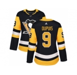 Women Adidas Pittsburgh Penguins #9 Pascal Dupuis Black Home Authentic Stitched NHL Jersey