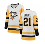Women Pittsburgh Penguins #21 Michel Briere Authentic White Away Fanatics Branded Breakaway NHL Jersey