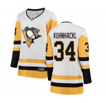 Women Pittsburgh Penguins #34 Tom Kuhnhackl Authentic White Away Fanatics Branded Breakaway NHL Jersey