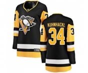 Women Pittsburgh Penguins #34 Tom Kuhnhackl Fanatics Branded Black Home Breakaway NHL Jersey