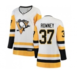 Women Pittsburgh Penguins #37 Carter Rowney Authentic White Away Fanatics Branded Breakaway NHL Jersey