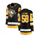 Women Pittsburgh Penguins #58 Kris Letang Fanatics Branded Black Home Breakaway NHL Jersey