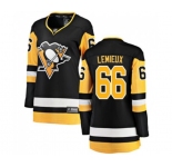 Women Pittsburgh Penguins #66 Mario Lemieux Fanatics Branded Black Home Breakaway NHL Jersey