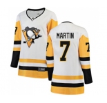 Women Pittsburgh Penguins #7 Paul Martin Authentic White Away Fanatics Branded Breakaway NHL Jersey
