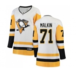 Women Pittsburgh Penguins #71 Evgeni Malkin Authentic White Away Fanatics Branded Breakaway NHL Jersey