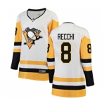 Women Pittsburgh Penguins #8 Mark Recchi Authentic White Away Fanatics Branded Breakaway NHL Jersey