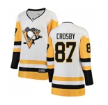 Women Pittsburgh Penguins #87 Sidney Crosby Authentic White Away Fanatics Branded Breakaway NHL Jersey