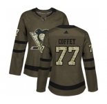Women Reebok Pittsburgh Penguins #77 Paul Coffey Authentic Green Salute to Service NHL Jersey