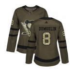 Women Reebok Pittsburgh Penguins #8 Brian Dumoulin Authentic Green Salute to Service NHL Jersey