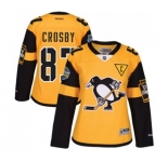 Women Reebok Pittsburgh Penguins #87 Sidney Crosby Authentic Gold 2017 Stadium Series NHL Jersey