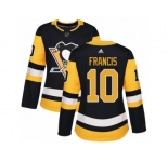 Women's Adidas Pittsburgh Penguins #10 Ron Francis Premier Black Home NHL Jersey