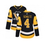 Women's Adidas Pittsburgh Penguins #4 Justin Schultz Authentic Black Home NHL Jersey
