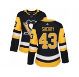 Women's Adidas Pittsburgh Penguins #43 Conor Sheary Premier Black Home NHL Jersey