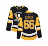 Women's Adidas Pittsburgh Penguins #66 Mario Lemieux Authentic Black Home NHL Jersey
