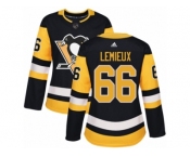 Women's Adidas Pittsburgh Penguins #66 Mario Lemieux Authentic Black Home NHL Jersey