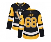Women's Adidas Pittsburgh Penguins #68 Jaromir Jagr Authentic Black Home NHL Jersey