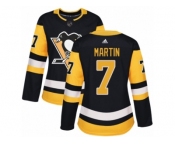 Women's Adidas Pittsburgh Penguins #7 Paul Martin Premier Black Home NHL Jersey