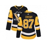 Women's Adidas Pittsburgh Penguins #87 Sidney Crosby Authentic Black Home NHL Jersey