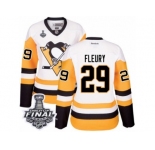 Women's Reebok Pittsburgh Penguins #29 Marc-Andre Fleury Authentic White Away 2017 Stanley Cup Final NHL Jersey