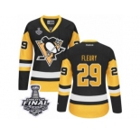 Women's Reebok Pittsburgh Penguins #29 Marc-Andre Fleury Premier Black Gold Third 2017 Stanley Cup Final NHL Jersey