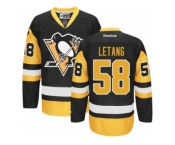 Women's Reebok Pittsburgh Penguins #58 Kris Letang Premier Black Gold Third NHL Jersey