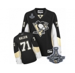 Women's Reebok Pittsburgh Penguins #71 Evgeni Malkin Premier Black Home 2017 Stanley Cup Champions NHL Jersey