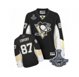 Women's Reebok Pittsburgh Penguins #87 Sidney Crosby Authentic Black Home 2017 Stanley Cup Champions NHL Jersey