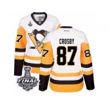 Women's Reebok Pittsburgh Penguins #87 Sidney Crosby Authentic White Away 2017 Stanley Cup Final NHL Jersey