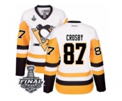 Women's Reebok Pittsburgh Penguins #87 Sidney Crosby Authentic White Away 2017 Stanley Cup Final NHL Jersey