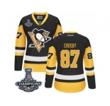 Women's Reebok Pittsburgh Penguins #87 Sidney Crosby Premier Black Gold Third 2017 Stanley Cup Champions NHL Jersey