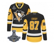 Women's Reebok Pittsburgh Penguins #87 Sidney Crosby Premier Black Gold Third 2017 Stanley Cup Champions NHL Jersey