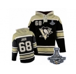 Men's Old Time Hockey Pittsburgh Penguins #68 Jaromir Jagr Premier Black Sawyer Hooded Sweatshirt 2017 Stanley Cup Champions