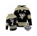 Men's Old Time Hockey Pittsburgh Penguins #7 Paul Martin Authentic Black Sawyer Hooded Sweatshirt 2017 Stanley Cup Final