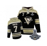 Men's Old Time Hockey Pittsburgh Penguins #7 Paul Martin Premier Black Sawyer Hooded Sweatshirt 2017 Stanley Cup Champions